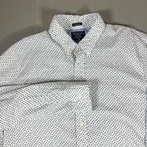 Abercrombie & Fitch Shirt Mens XXL White Blue Print Super Slim Button Up